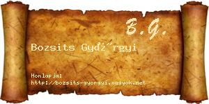 Bozsits Györgyi névjegykártya